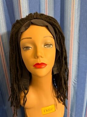 Black Synthetic Dreadlock Headband Wig